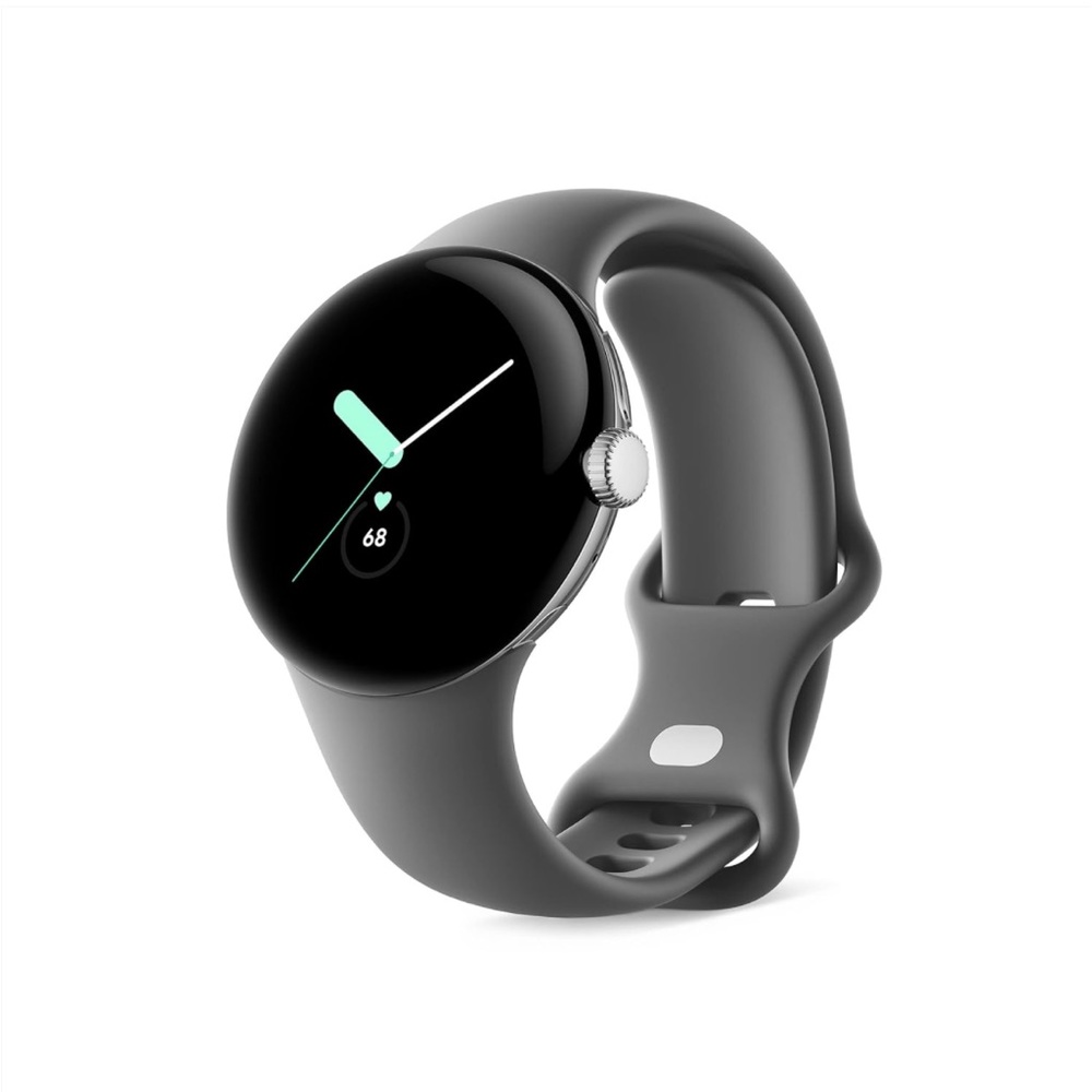 Google Pixel Watch -Silver Stainless Steel case with Charcoal Active band - WiFi